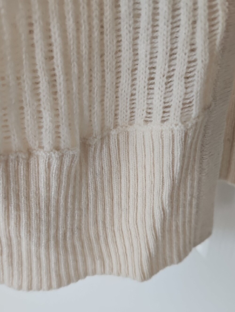 Max Studio Cream Open-Front Ribbed Cashmere Cardigan - Picture 6 of 11
